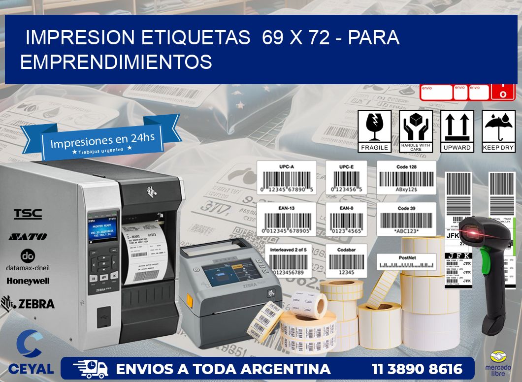 impresion etiquetas  69 x 72 - para emprendimientos