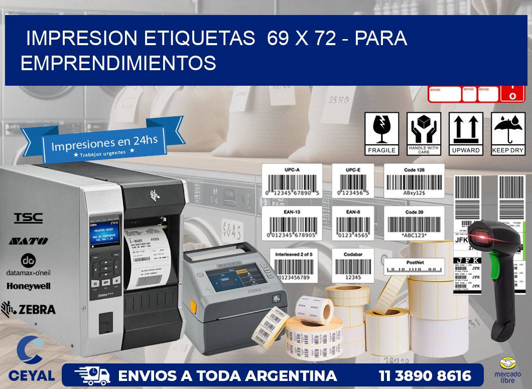 impresion etiquetas  69 x 72 - para emprendimientos