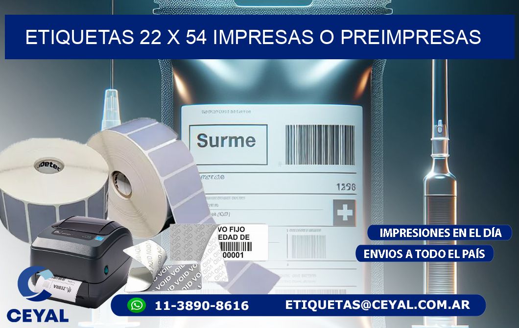 ETIQUETAS 22 x 54 IMPRESAS O PREIMPRESAS