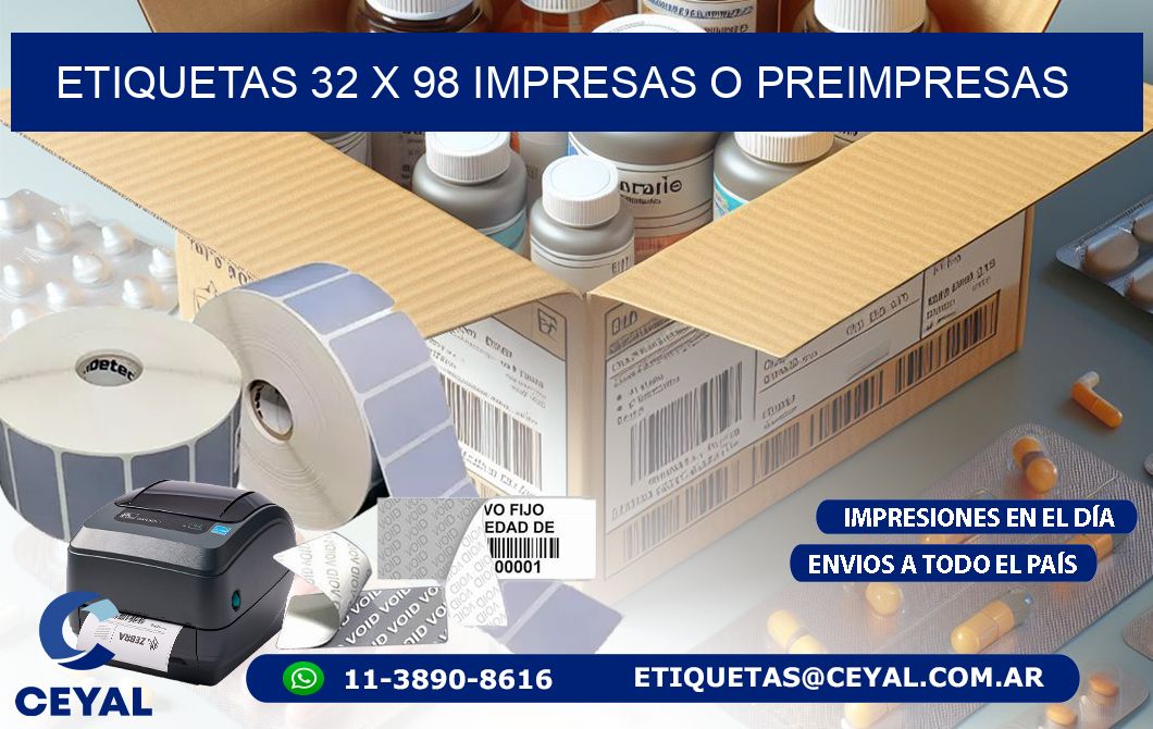 ETIQUETAS 32 x 98 IMPRESAS O PREIMPRESAS