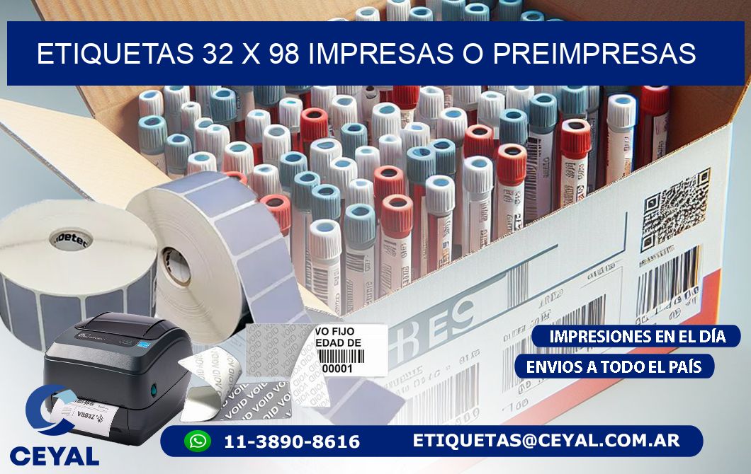 ETIQUETAS 32 x 98 IMPRESAS O PREIMPRESAS