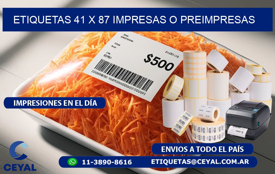 ETIQUETAS 41 x 87 IMPRESAS O PREIMPRESAS