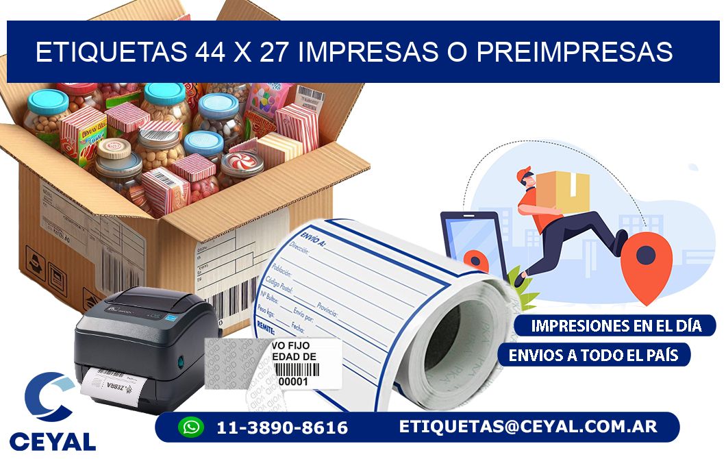 ETIQUETAS 44 x 27 IMPRESAS O PREIMPRESAS