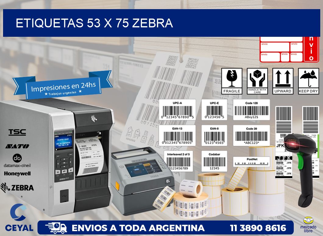 ETIQUETAS 53 x 75 ZEBRA