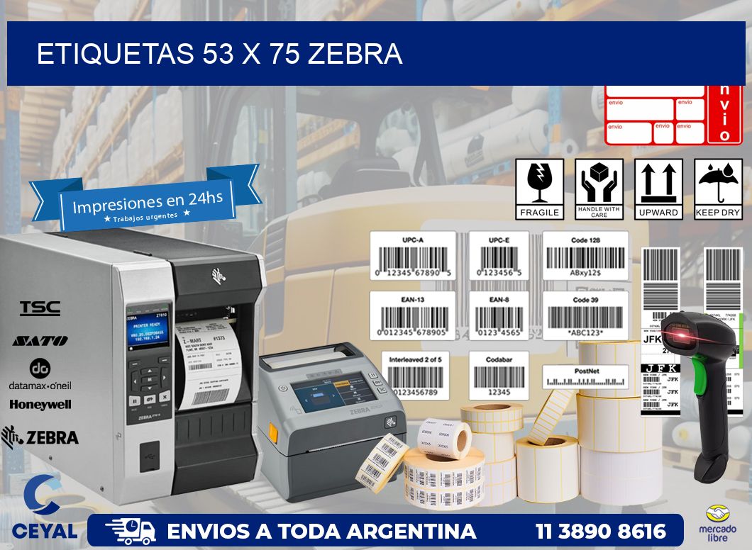 ETIQUETAS 53 x 75 ZEBRA