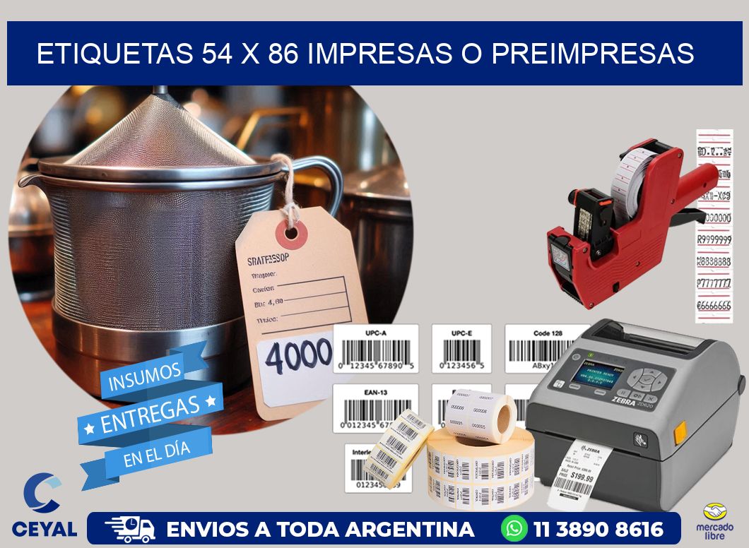 ETIQUETAS 54 x 86 IMPRESAS O PREIMPRESAS
