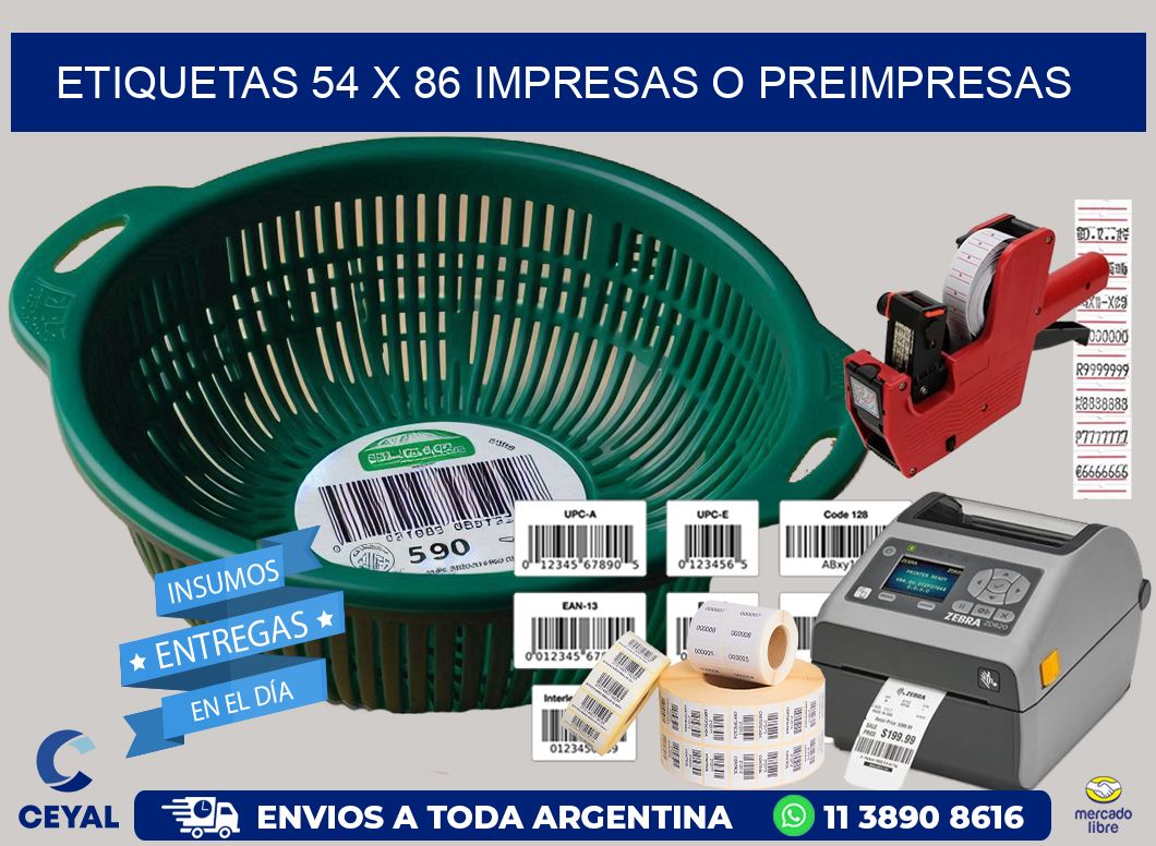 ETIQUETAS 54 x 86 IMPRESAS O PREIMPRESAS