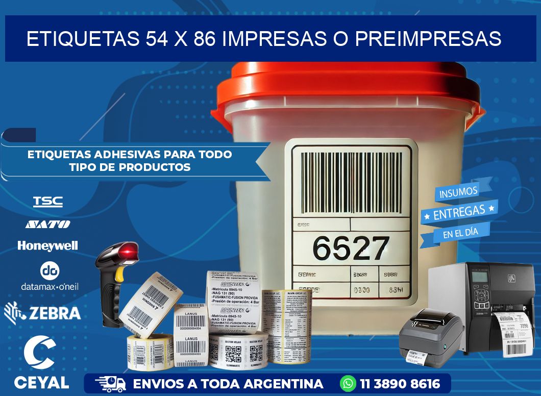 ETIQUETAS 54 x 86 IMPRESAS O PREIMPRESAS