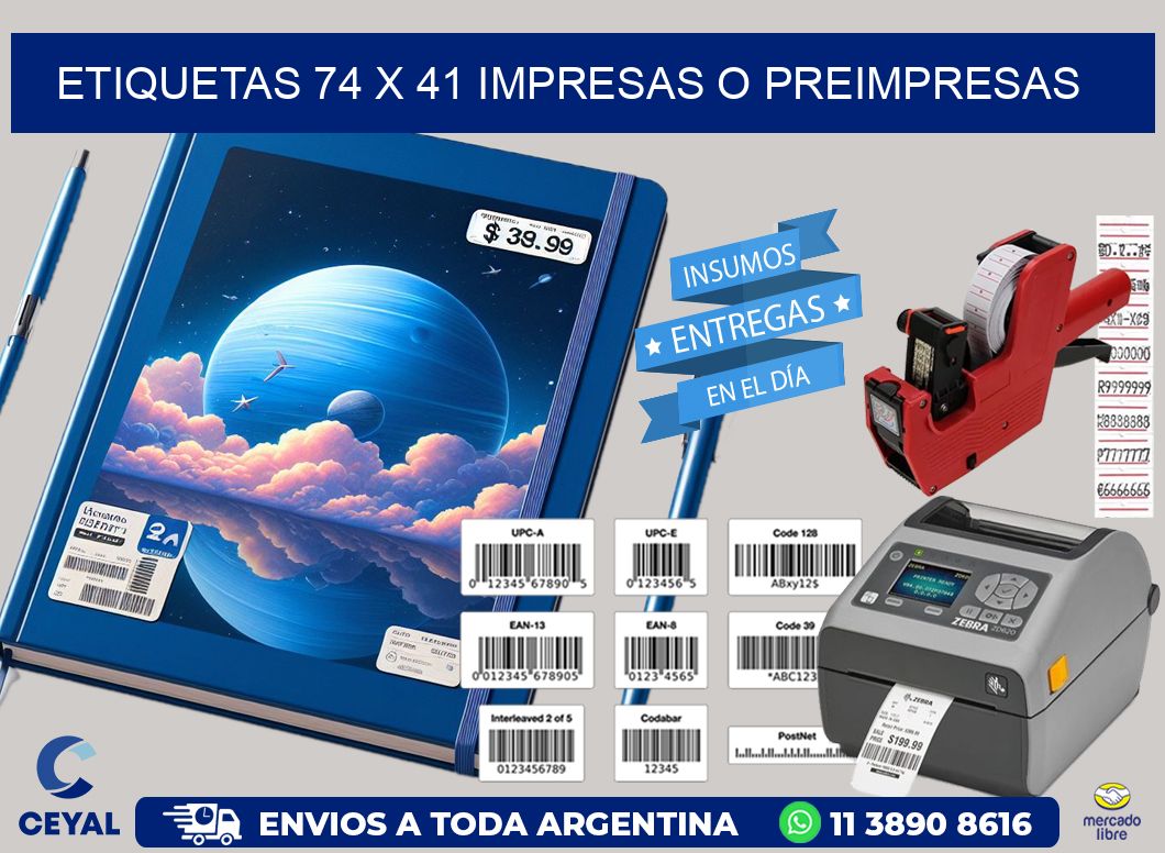 ETIQUETAS 74 x 41 IMPRESAS O PREIMPRESAS