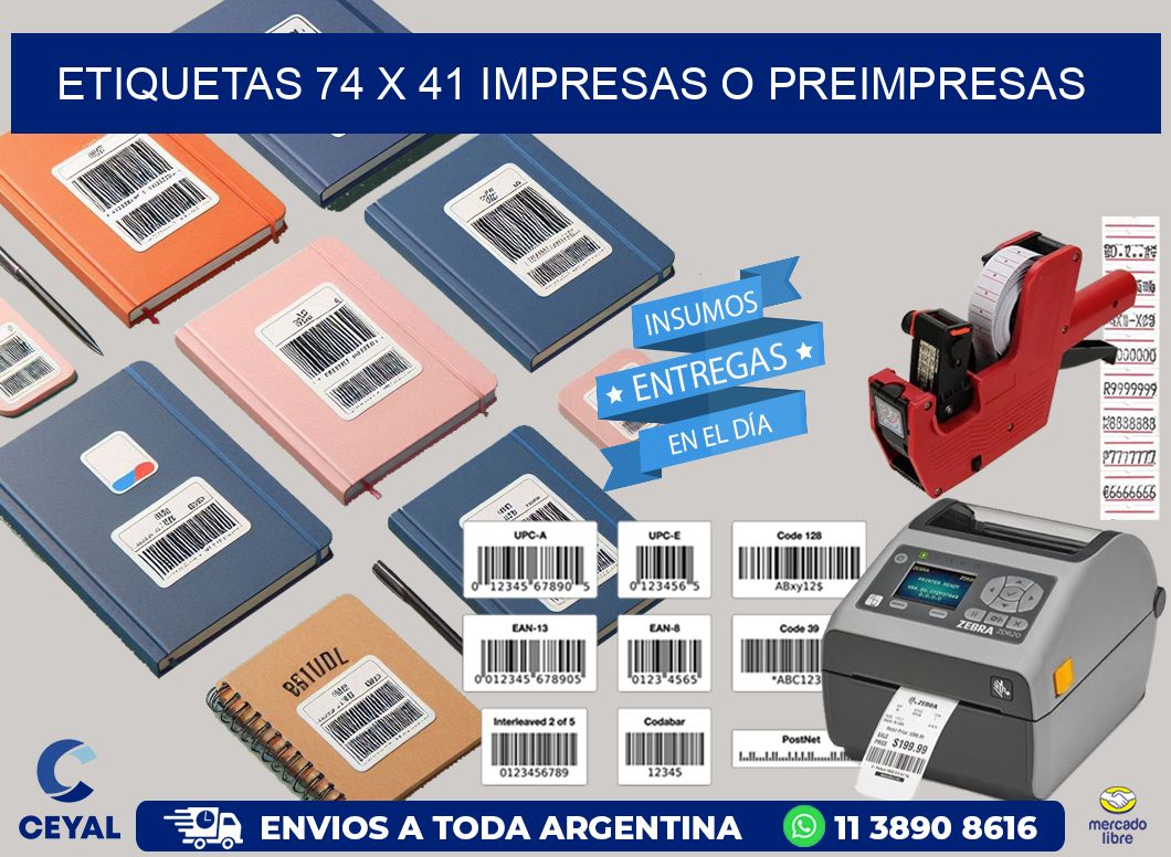 ETIQUETAS 74 x 41 IMPRESAS O PREIMPRESAS