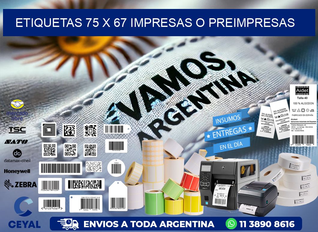 ETIQUETAS 75 x 67 IMPRESAS O PREIMPRESAS