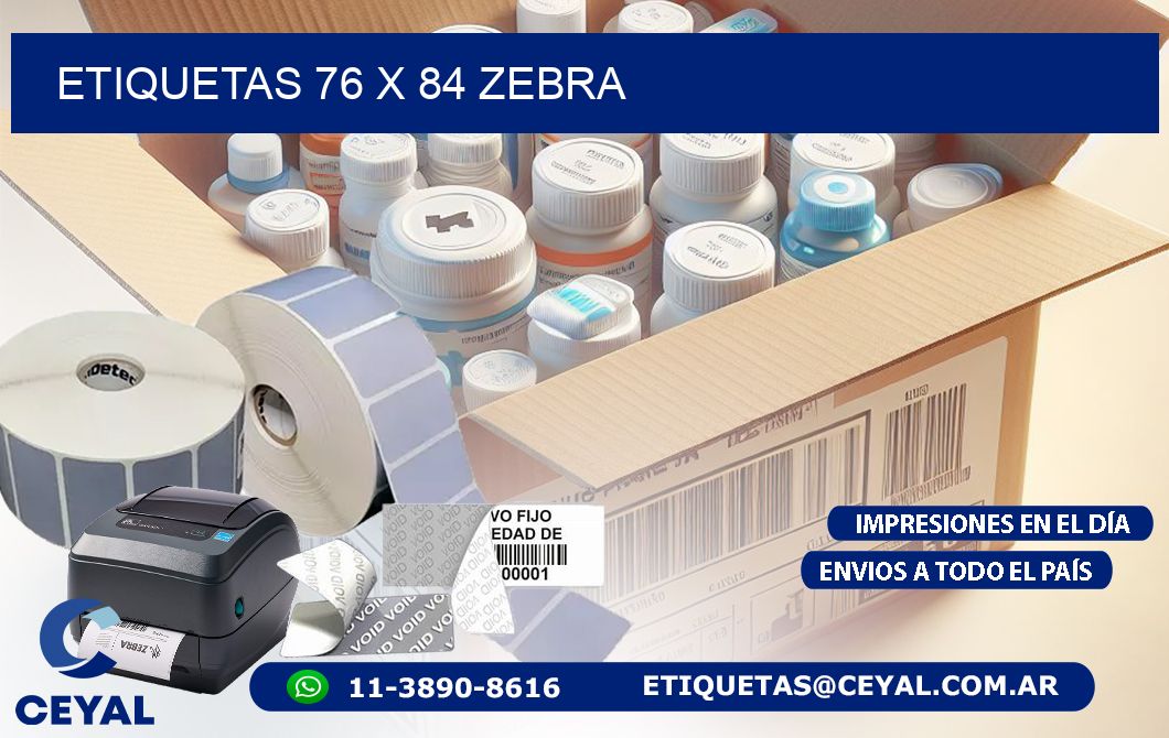 ETIQUETAS 76 x 84 ZEBRA