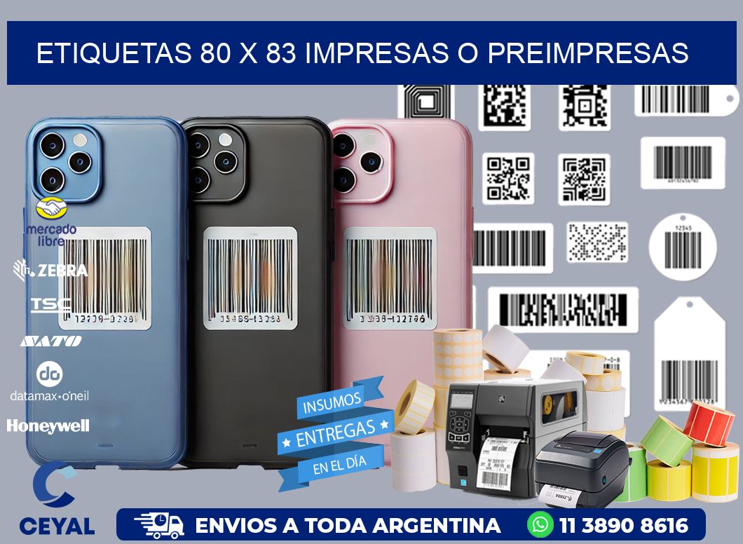 ETIQUETAS 80 x 83 IMPRESAS O PREIMPRESAS