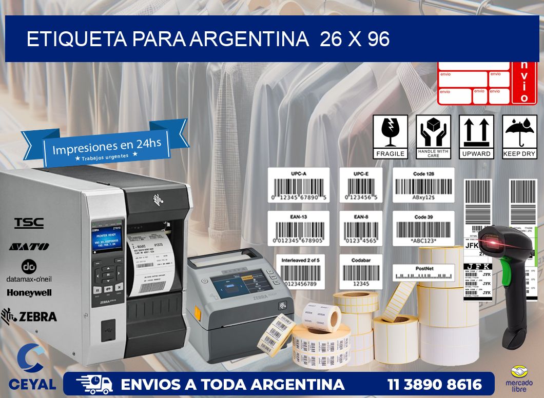 etiqueta para Argentina  26 x 96