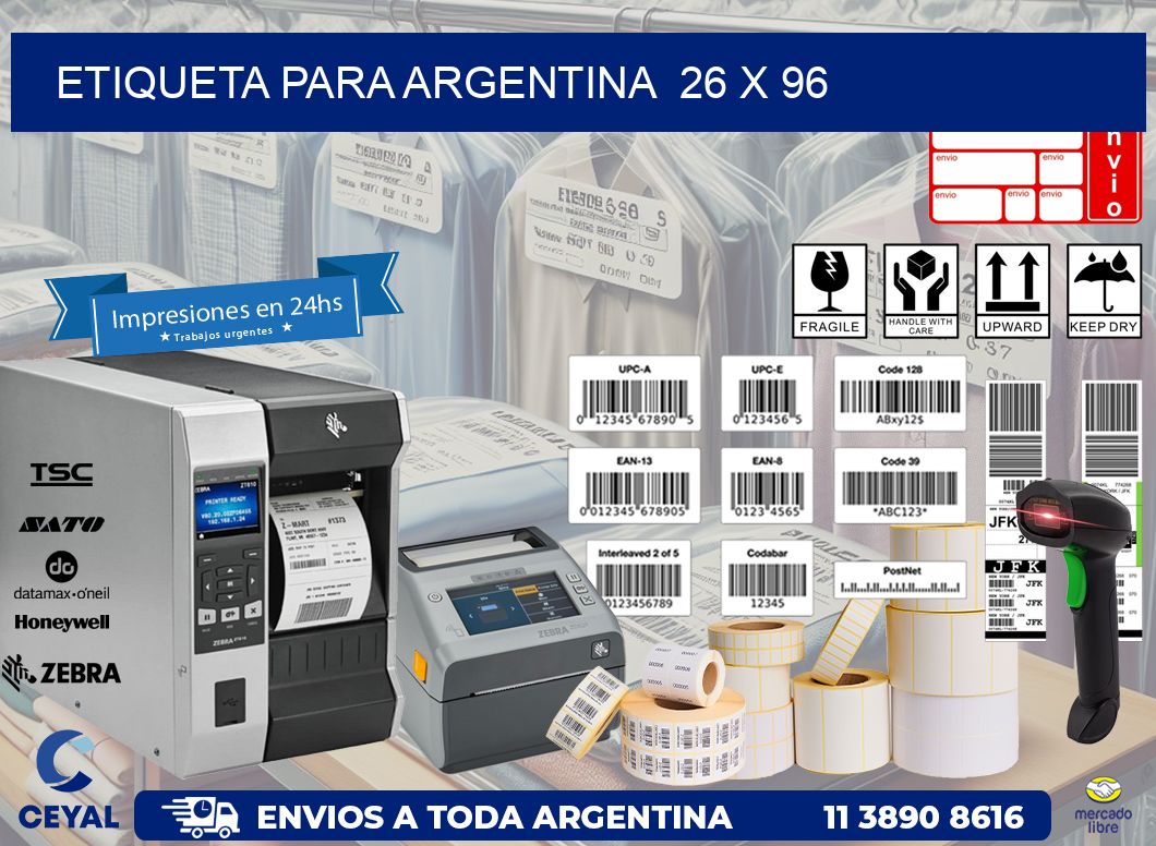 etiqueta para Argentina  26 x 96