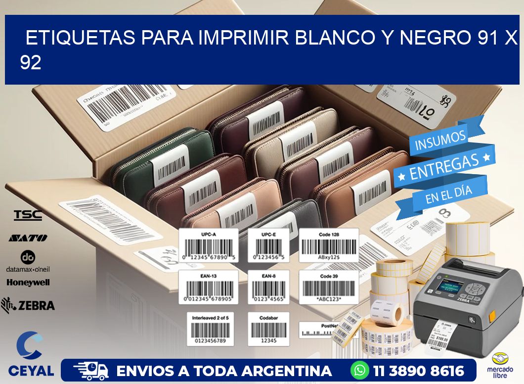 etiquetas para imprimir blanco y negro 91 x 92