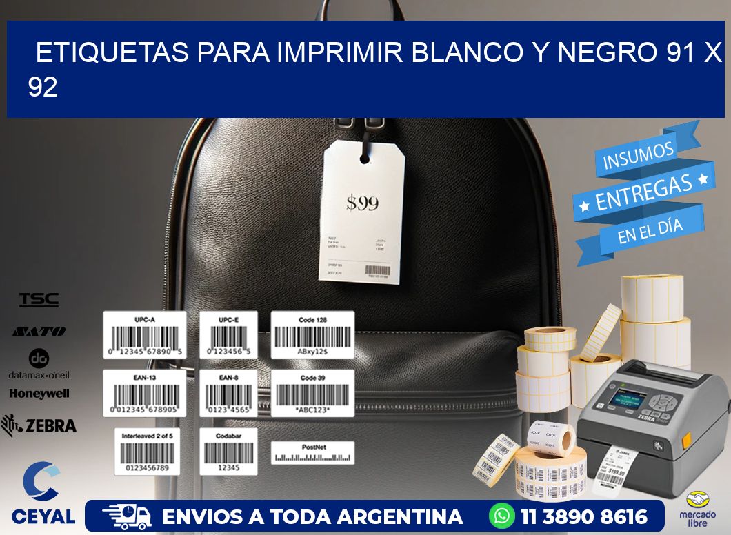 etiquetas para imprimir blanco y negro 91 x 92