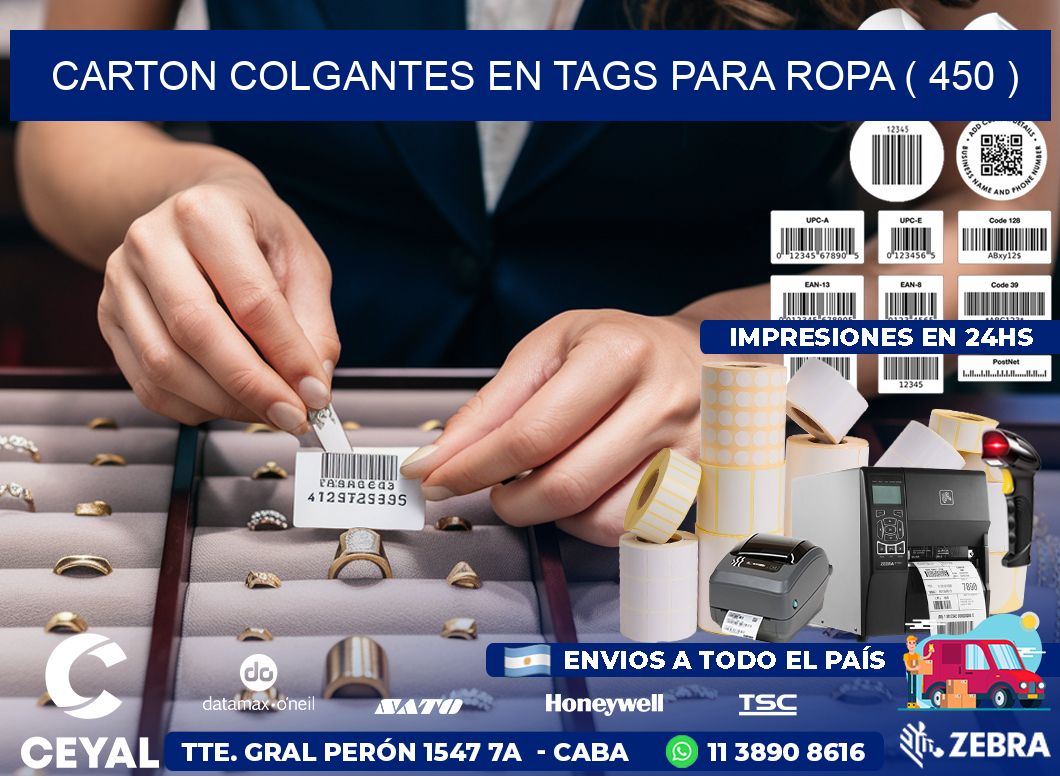 CARTON COLGANTES EN TAGS PARA ROPA ( 450 )