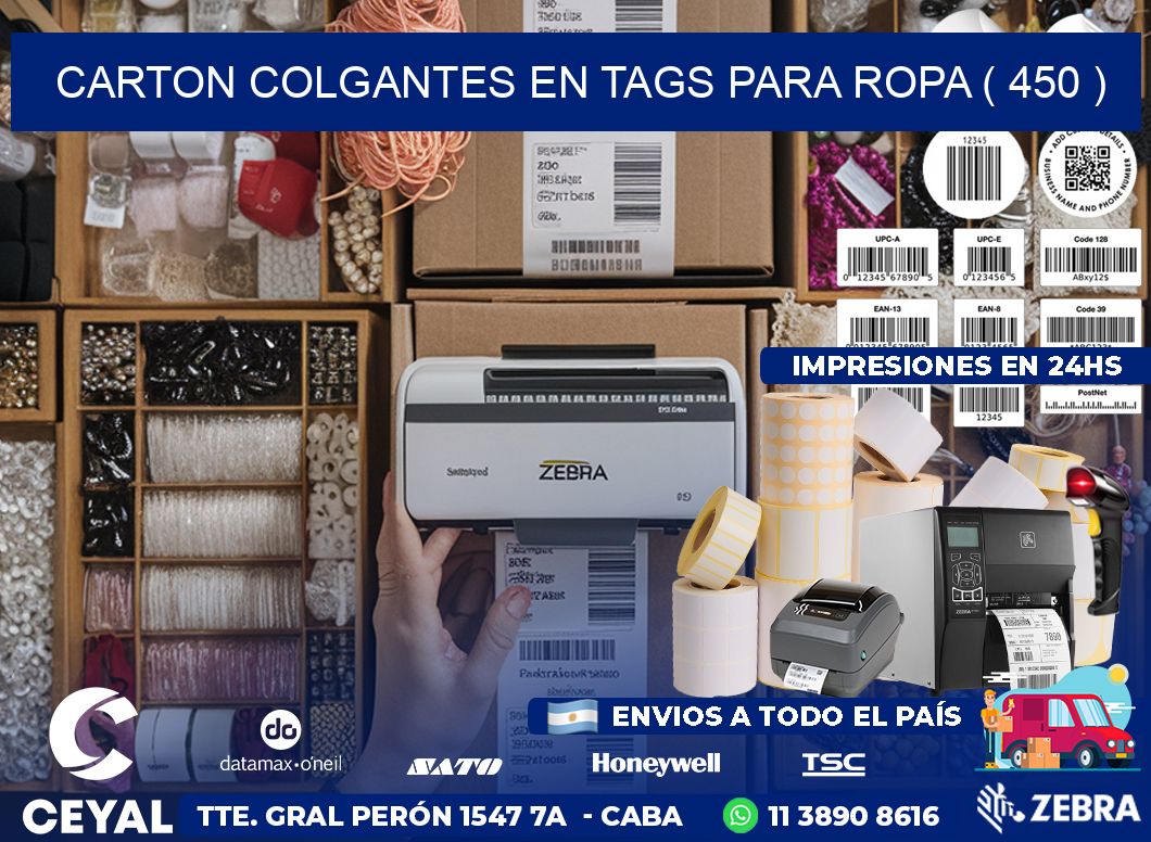 CARTON COLGANTES EN TAGS PARA ROPA ( 450 )