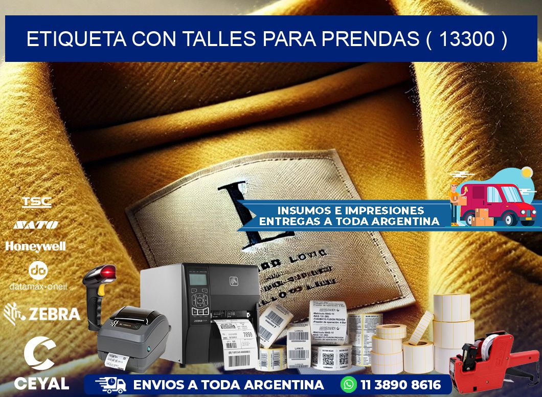 ETIQUETA CON TALLES PARA PRENDAS ( 13300 )