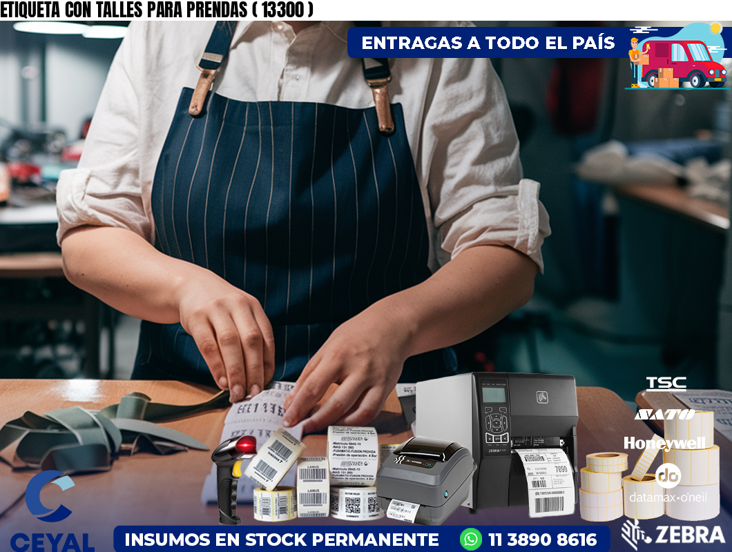 ETIQUETA CON TALLES PARA PRENDAS ( 13300 )