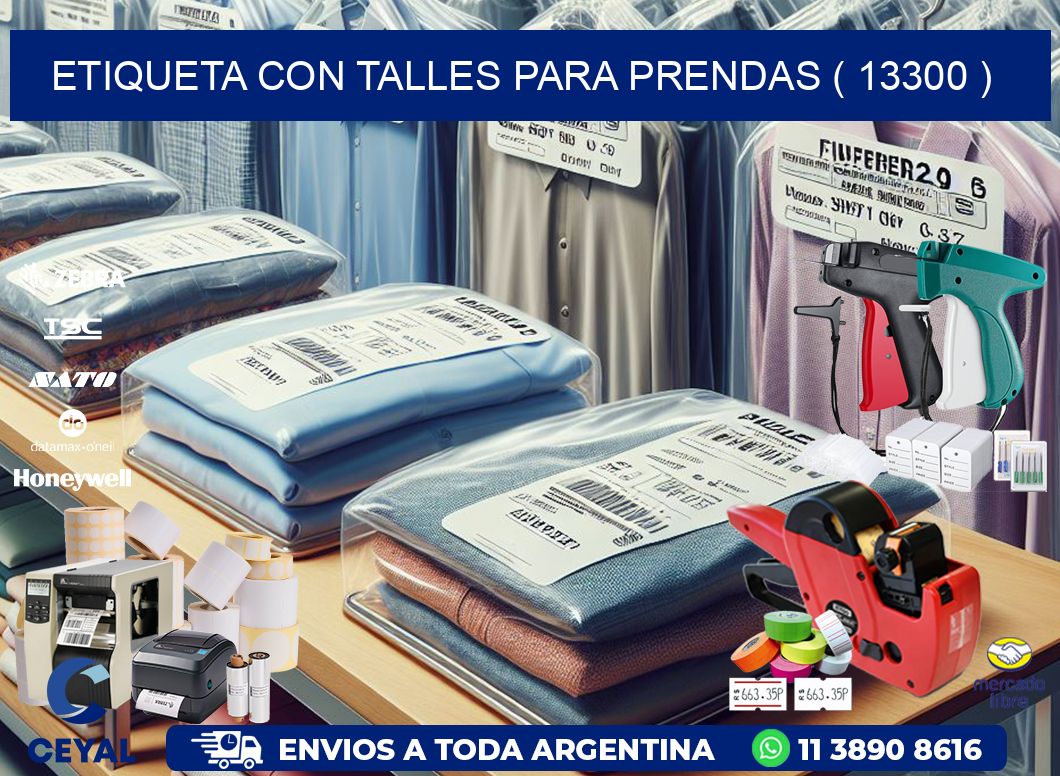 ETIQUETA CON TALLES PARA PRENDAS ( 13300 )