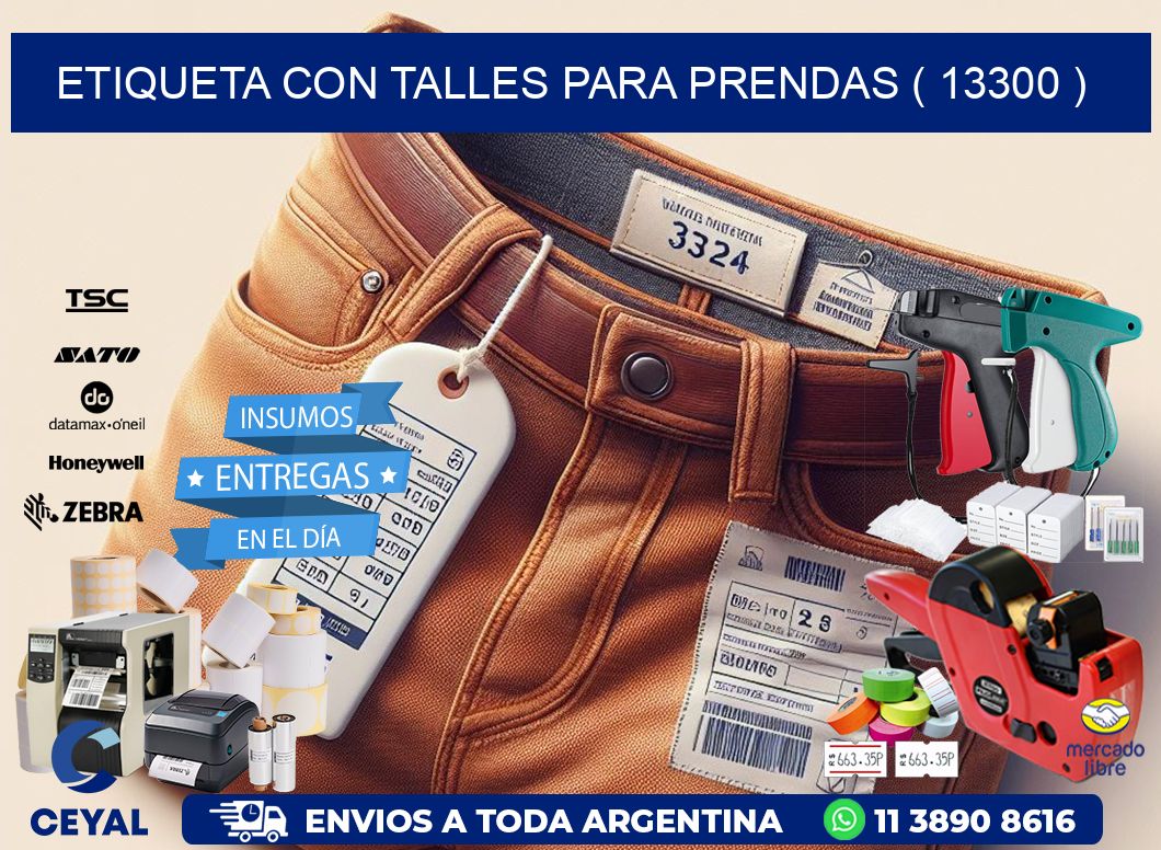 ETIQUETA CON TALLES PARA PRENDAS ( 13300 )