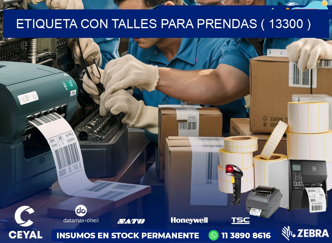 ETIQUETA CON TALLES PARA PRENDAS ( 13300 )