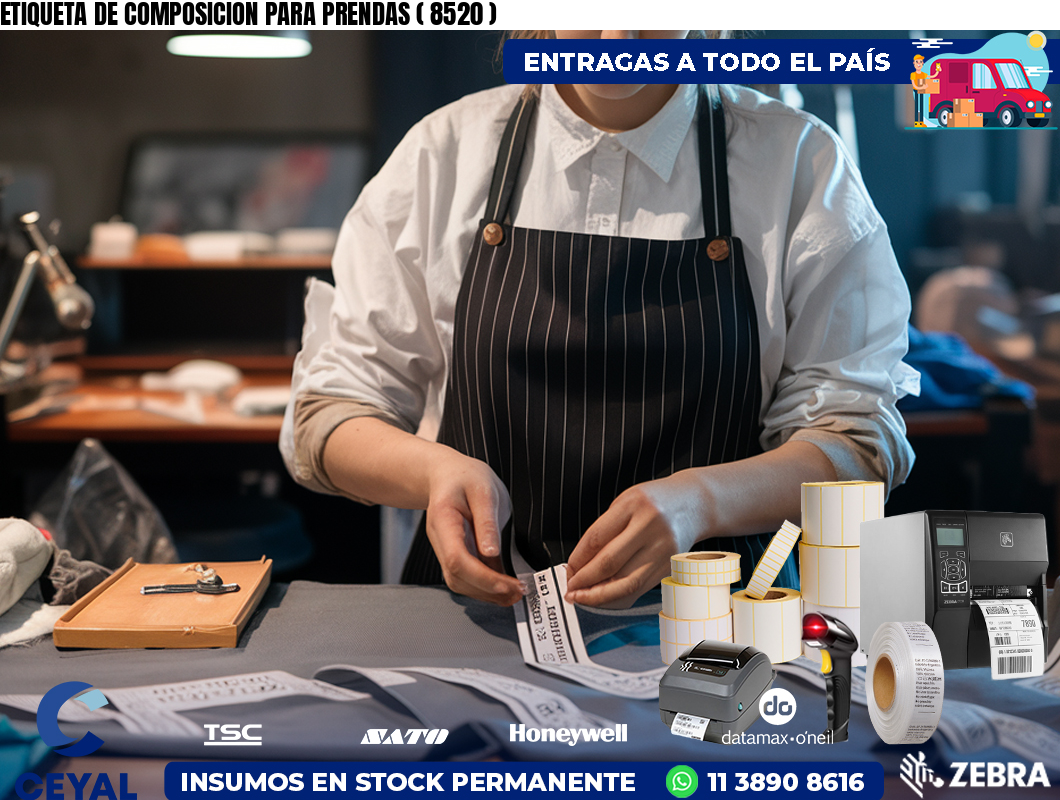 ETIQUETA DE COMPOSICION PARA PRENDAS ( 8520 )