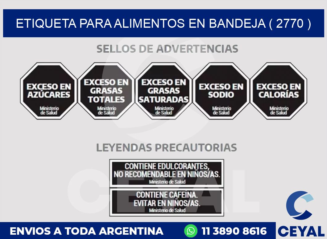 ETIQUETA PARA ALIMENTOS EN BANDEJA ( 2770 )