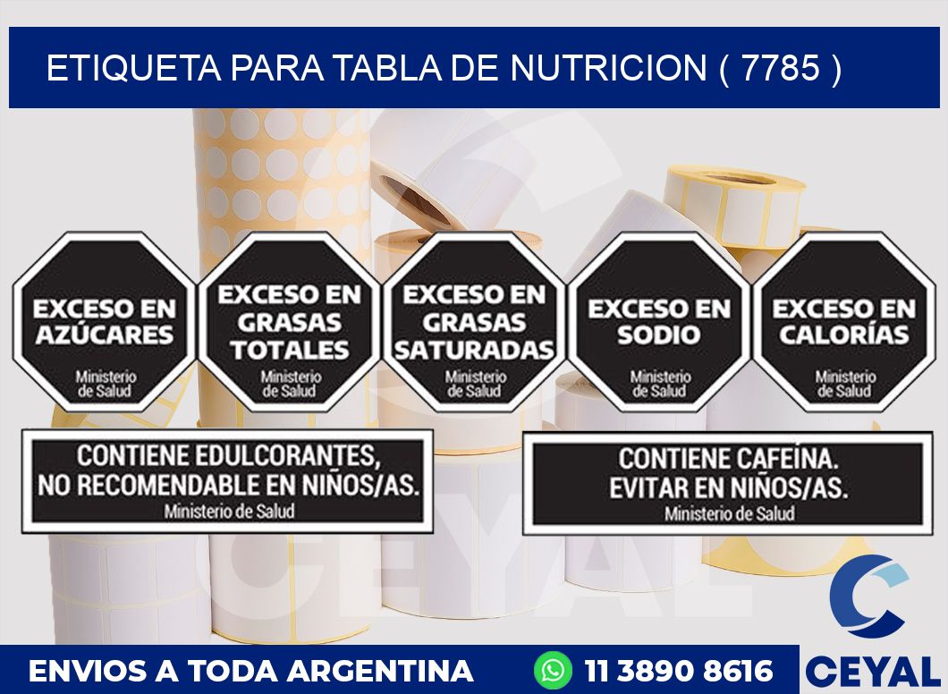 ETIQUETA PARA TABLA DE NUTRICION ( 7785 )