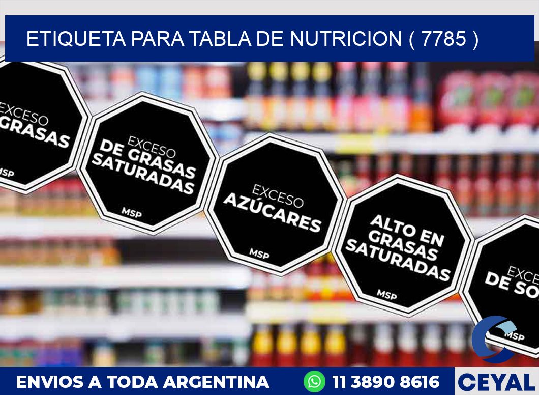 ETIQUETA PARA TABLA DE NUTRICION ( 7785 )