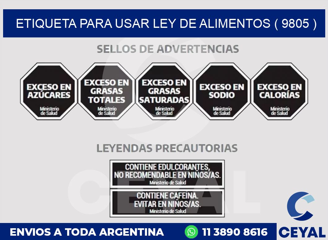 ETIQUETA PARA USAR LEY DE ALIMENTOS ( 9805 )