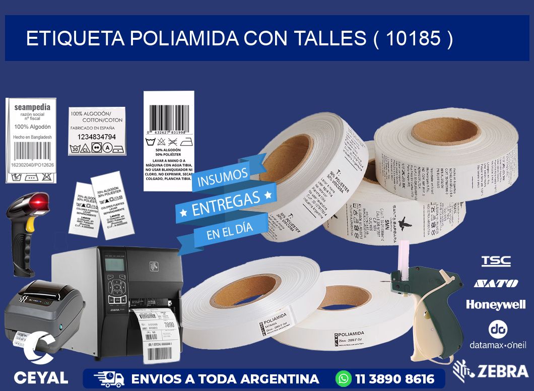 ETIQUETA POLIAMIDA CON TALLES ( 10185 )