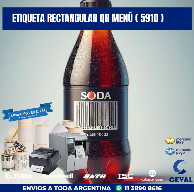 ETIQUETA RECTANGULAR QR MENÚ ( 5910 )