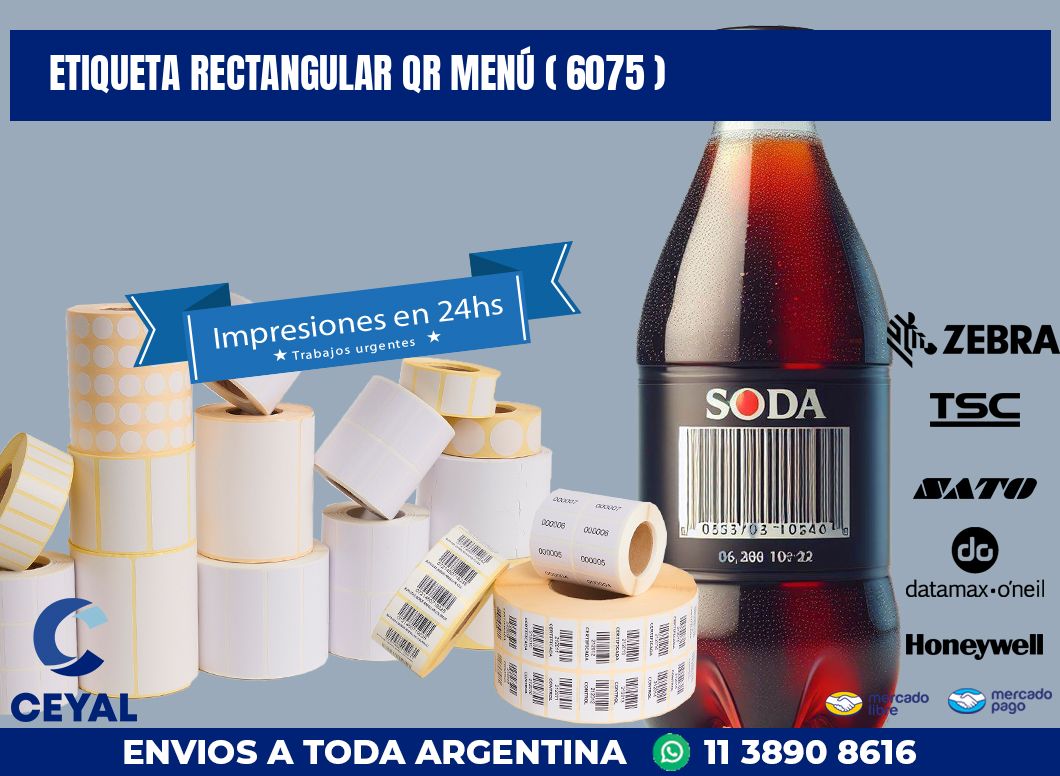 ETIQUETA RECTANGULAR QR MENÚ ( 6075 )