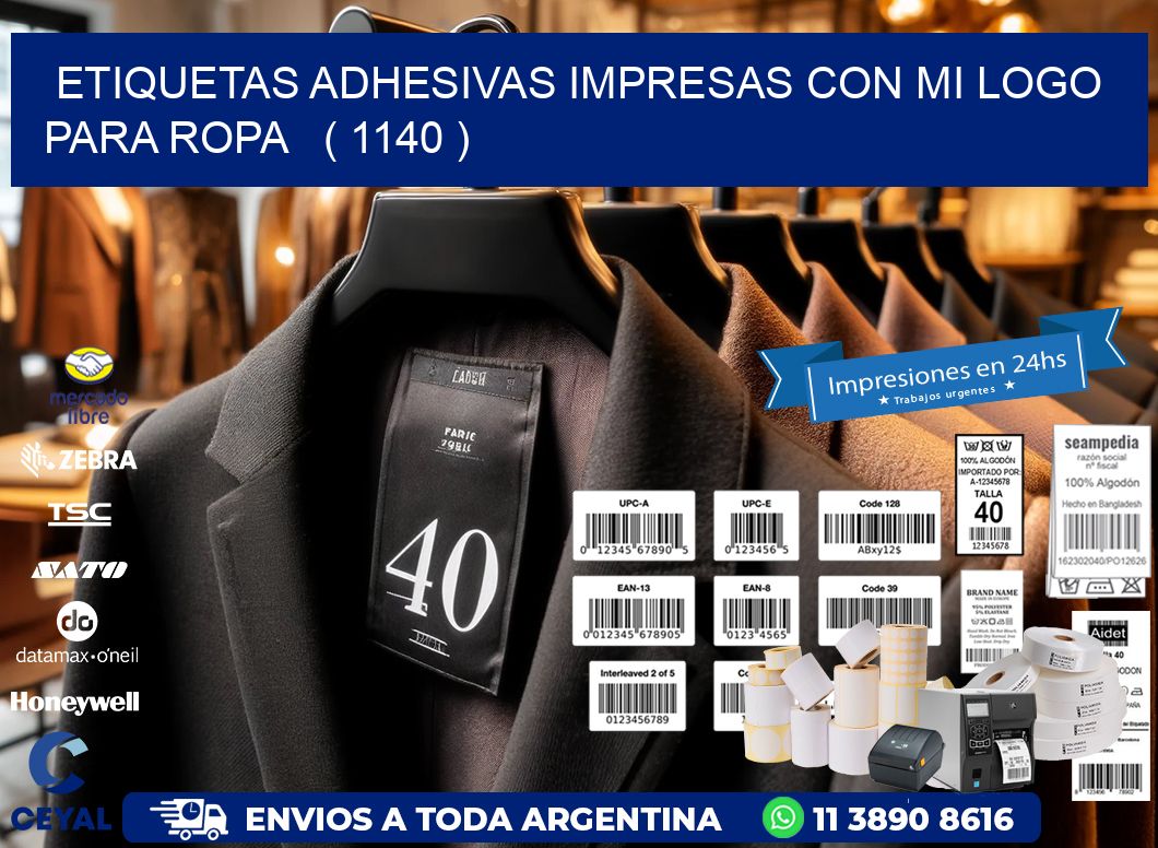 ETIQUETAS ADHESIVAS IMPRESAS CON MI LOGO PARA ROPA ( 1140 )