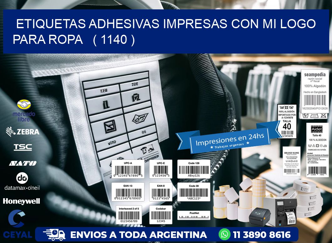 ETIQUETAS ADHESIVAS IMPRESAS CON MI LOGO PARA ROPA ( 1140 )