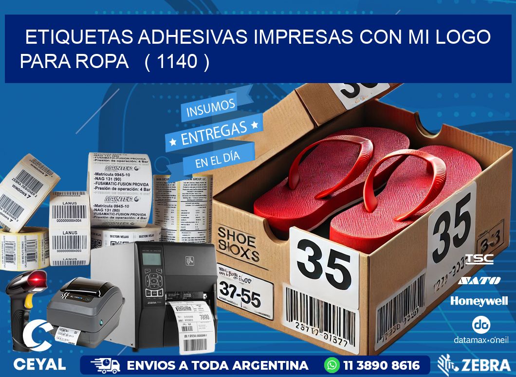 ETIQUETAS ADHESIVAS IMPRESAS CON MI LOGO PARA ROPA ( 1140 )