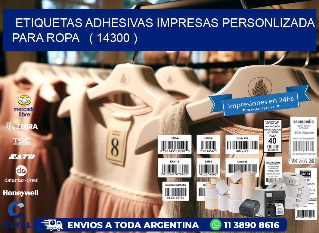 ETIQUETAS ADHESIVAS IMPRESAS PERSONLIZADA PARA ROPA ( 14300 )