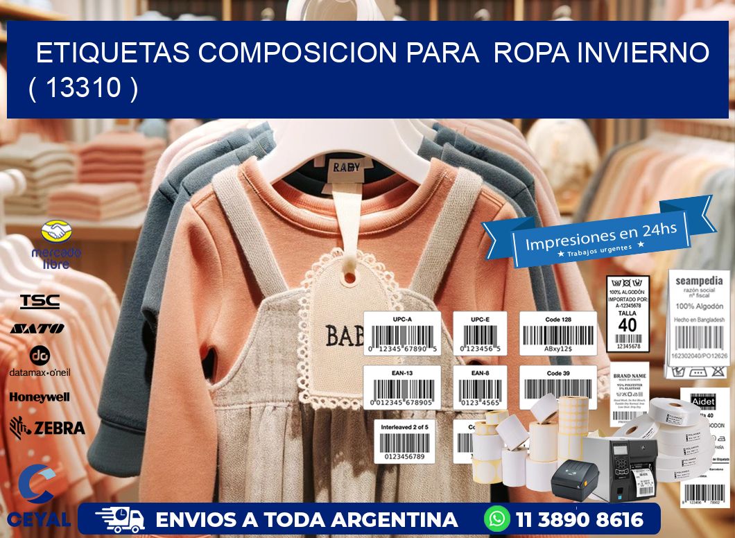 ETIQUETAS COMPOSICION PARA ROPA INVIERNO ( 13310 )