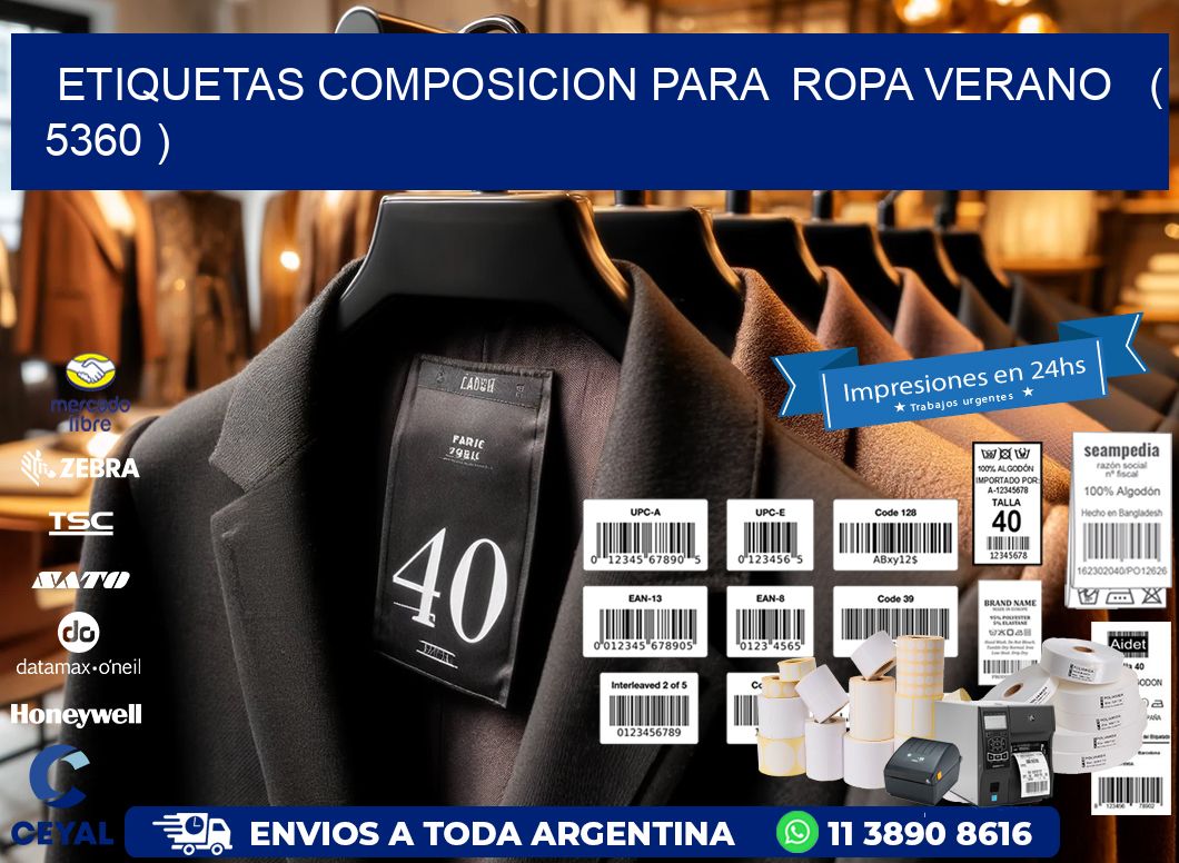 ETIQUETAS COMPOSICION PARA  ROPA VERANO   ( 5360 )