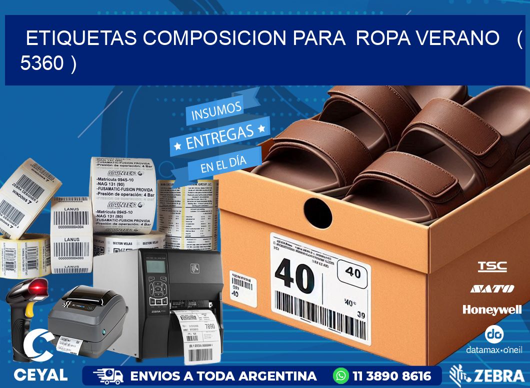 ETIQUETAS COMPOSICION PARA  ROPA VERANO   ( 5360 )