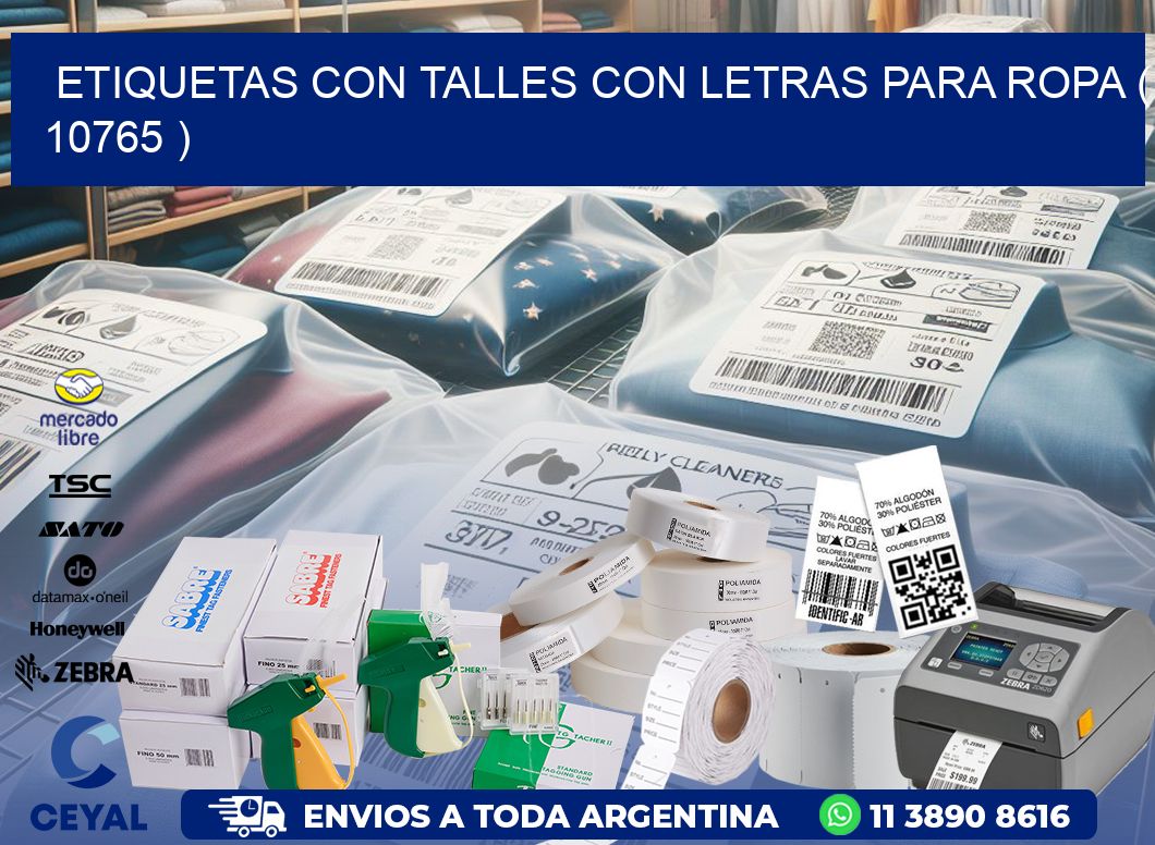 ETIQUETAS CON TALLES CON LETRAS PARA ROPA ( 10765 )