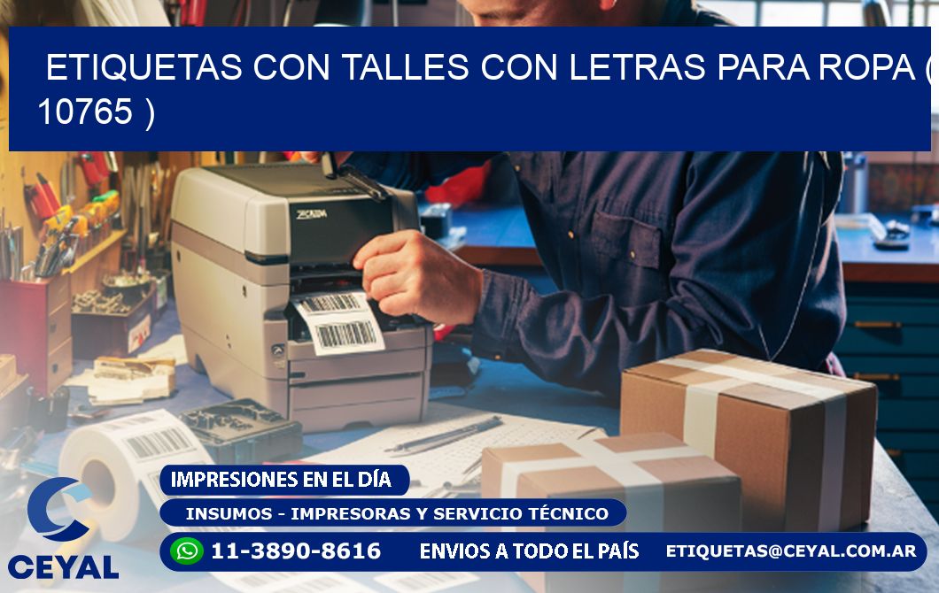 ETIQUETAS CON TALLES CON LETRAS PARA ROPA ( 10765 )