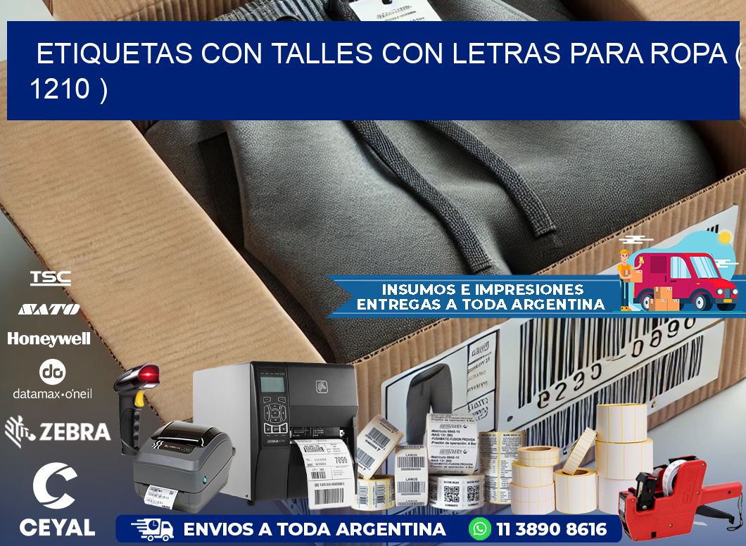 ETIQUETAS CON TALLES CON LETRAS PARA ROPA ( 1210 )
