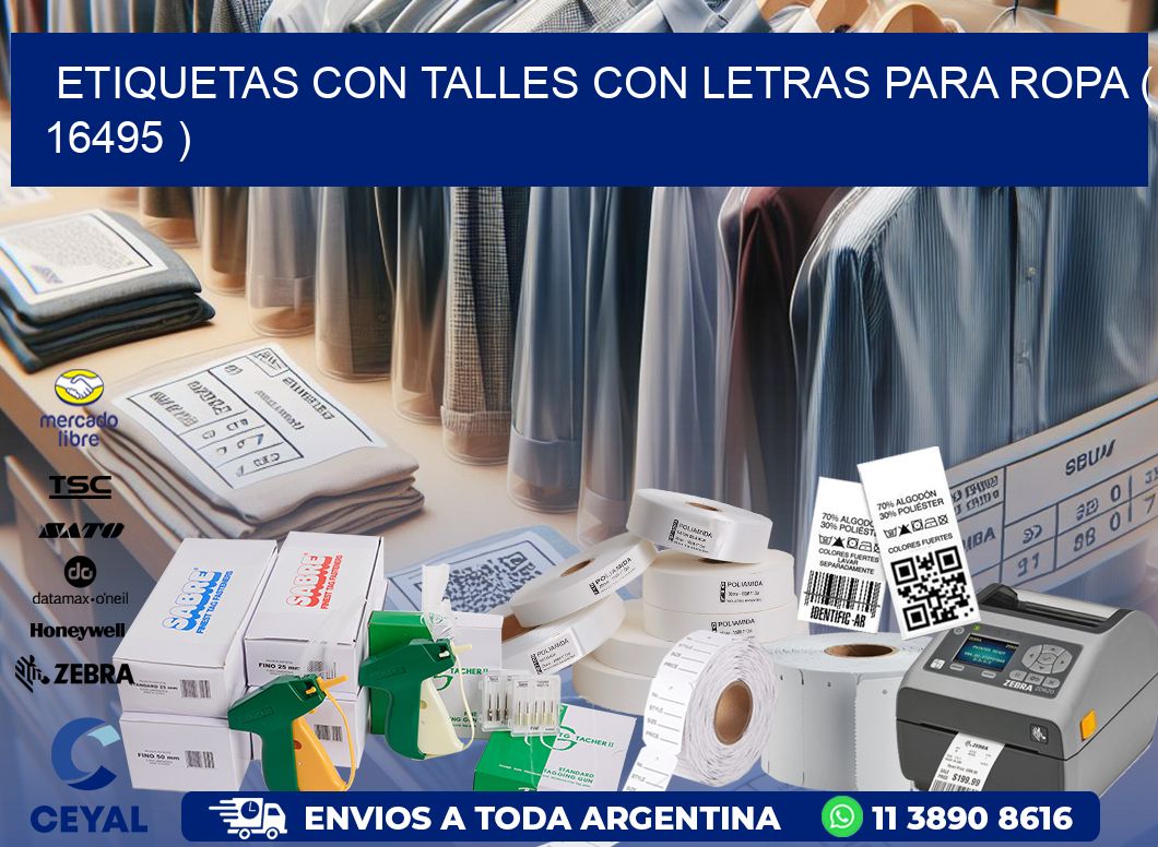 ETIQUETAS CON TALLES CON LETRAS PARA ROPA ( 16495 )