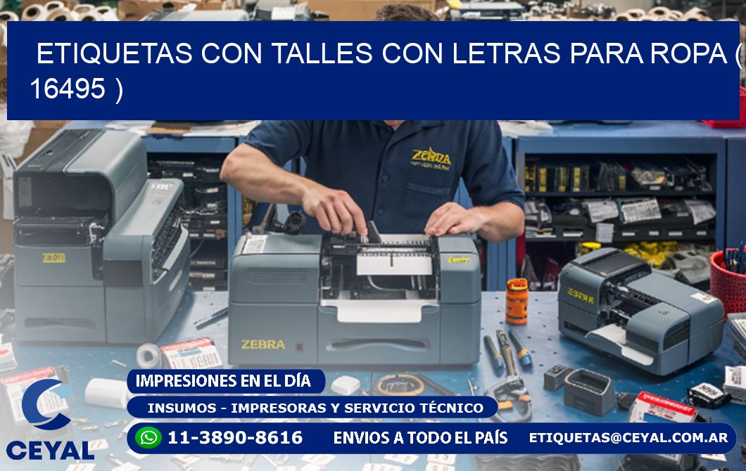 ETIQUETAS CON TALLES CON LETRAS PARA ROPA ( 16495 )