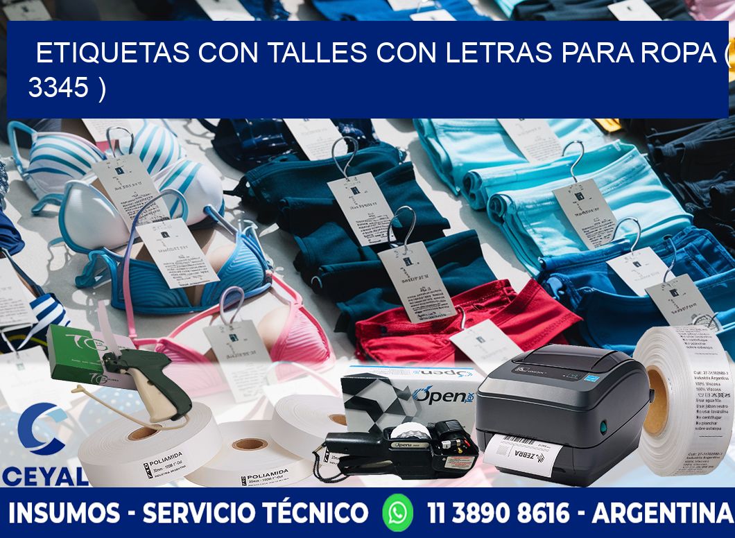 ETIQUETAS CON TALLES CON LETRAS PARA ROPA ( 3345 )