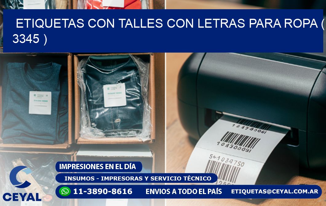 ETIQUETAS CON TALLES CON LETRAS PARA ROPA ( 3345 )